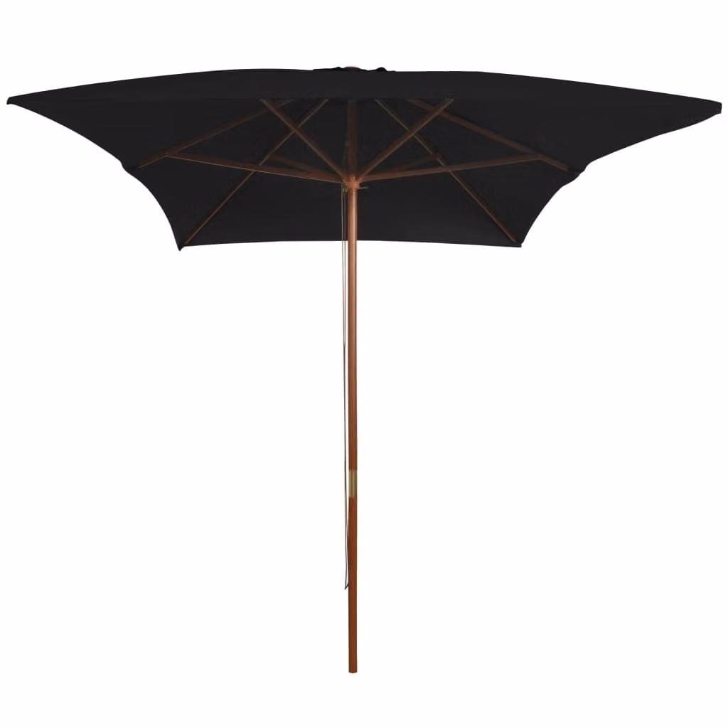 vidaXL Ombrellone con palo di legno 200x300 cm nero