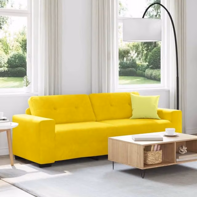Divano 3-Persone Giallo 220 cm Velluto 4105140