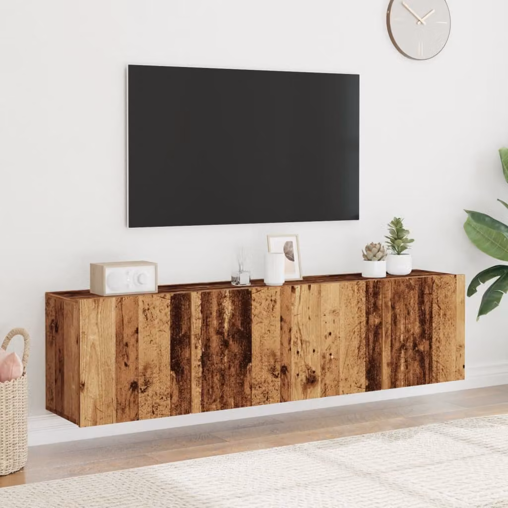 Set di 2 mobili TV da parete vidaXL in legno color marrone, stile moderno per il tuo soggiorno, L 80 cm x P 30 cm x H 41 cm