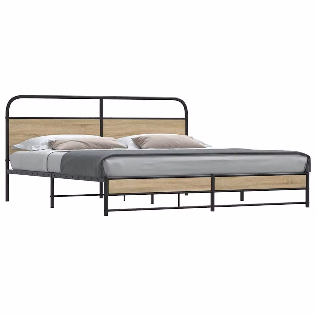 vidaXL Giroletto in Metallo Rovere Fumo L: 187 cm, P: 219 cm, H: 100 cm