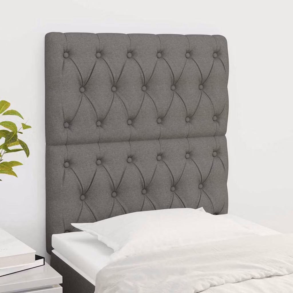 Testiera per letto vidaXL in tessuto grigio con struttura in legno di larice, L: 128 cm, H: 80 cm, P: 7 cm