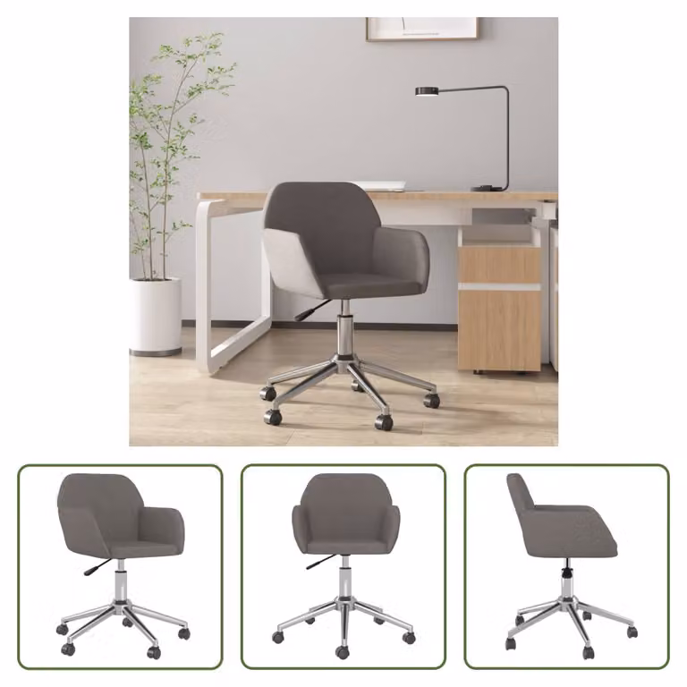 The Living Store sedia da ufficio girevole in tessuto grigio scuro