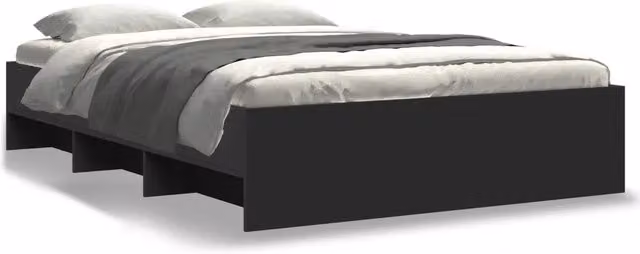 Letto matrimoniale | Letto per adulti | Giroletto Nero 120x200 cm in Legno Multistrato