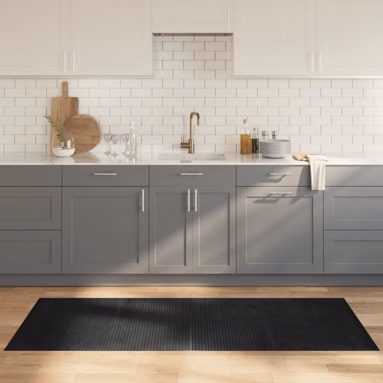 Tappeto rettangolare moderno vidaXL in bambù e polipropilene grigio L: 200 cm, P: 80 cm