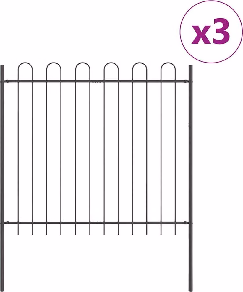 Recinzione per Giardino 3 pcs Grigio 5,1 x 1,5 m