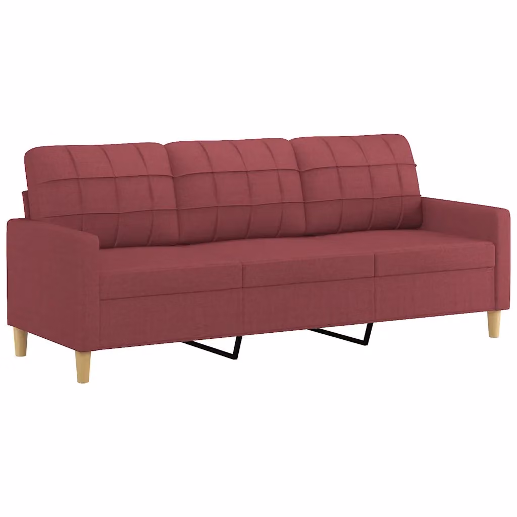 Divano moderno a 3 posti vidaXL in tessuto rosso con struttura in metallo per il tuo soggiorno L: 198 cm, P: 80 cm, H: 77 cm – 2