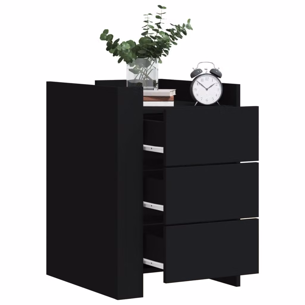 Comodino moderno vidaXL nero in legno e MDF da appendere a parete L: 45 cm, P: 50 cm, H: 65 cm