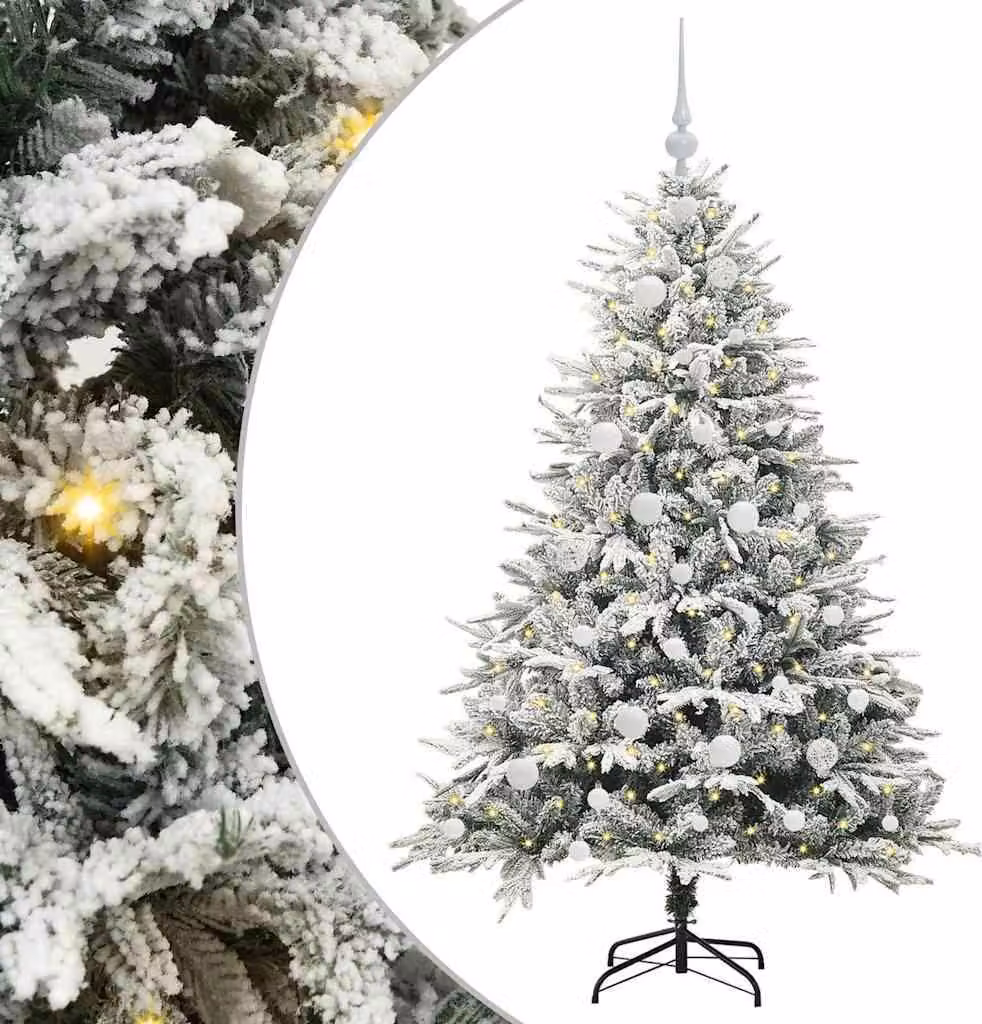 Albero di Natale Artificiale Pre-illuminato con Set di Palline