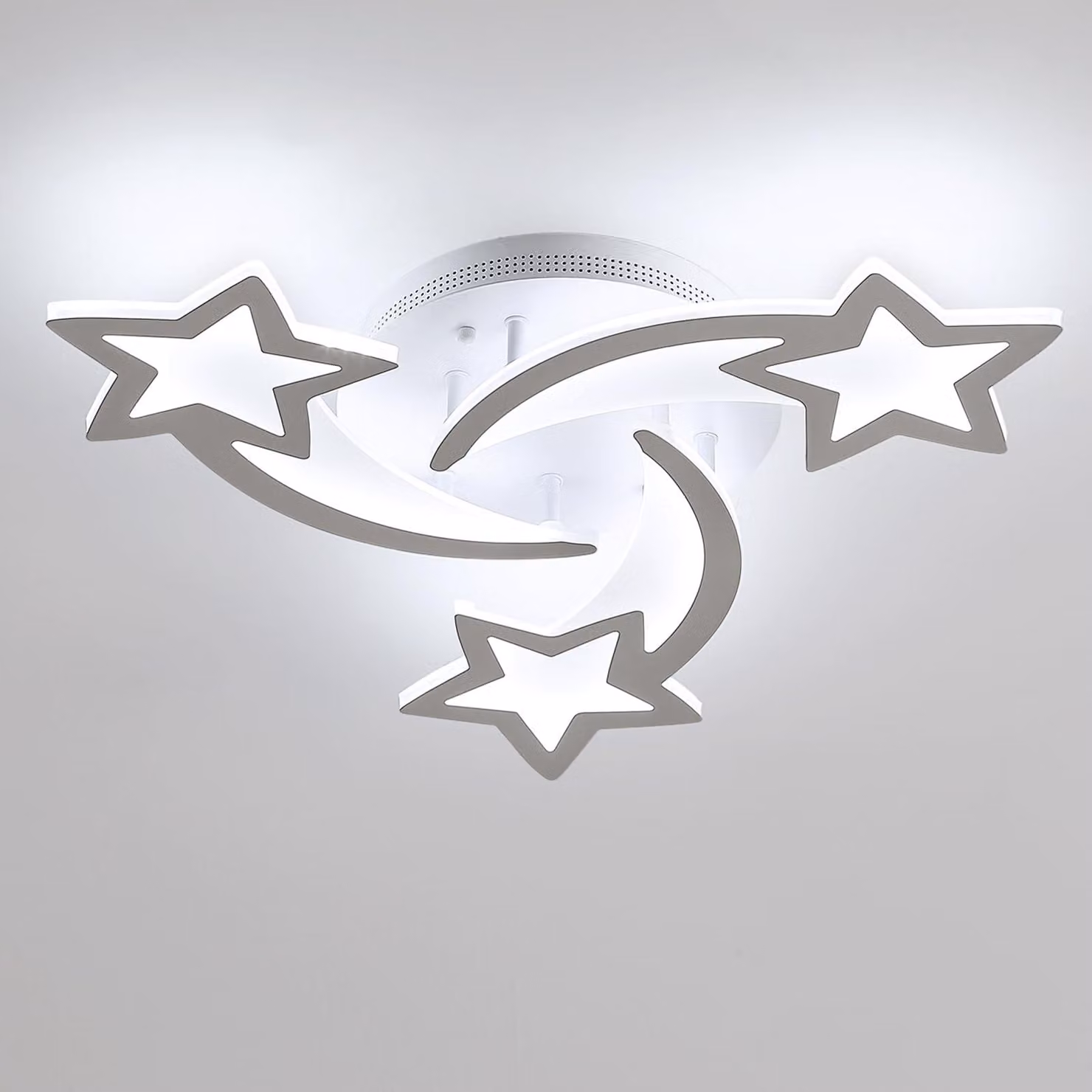 Lampada a soffitto LED Osairous, design creativo a forma di stella, ideale per il soggiorno, 38W, 3420LM, luce bianca fredda 6500K, lampadario per camera da letto, plafoniera per soggiorno – dimensioni 53 CM, 3 stelle, colore bianco (650)