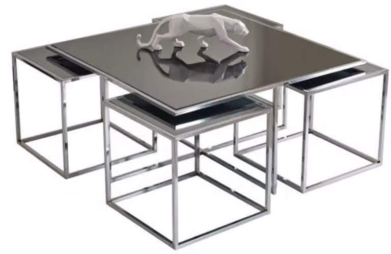 Tavolino da salotto moderno, per soggiorno, argento, nuovo, elegante, di classe, in metallo