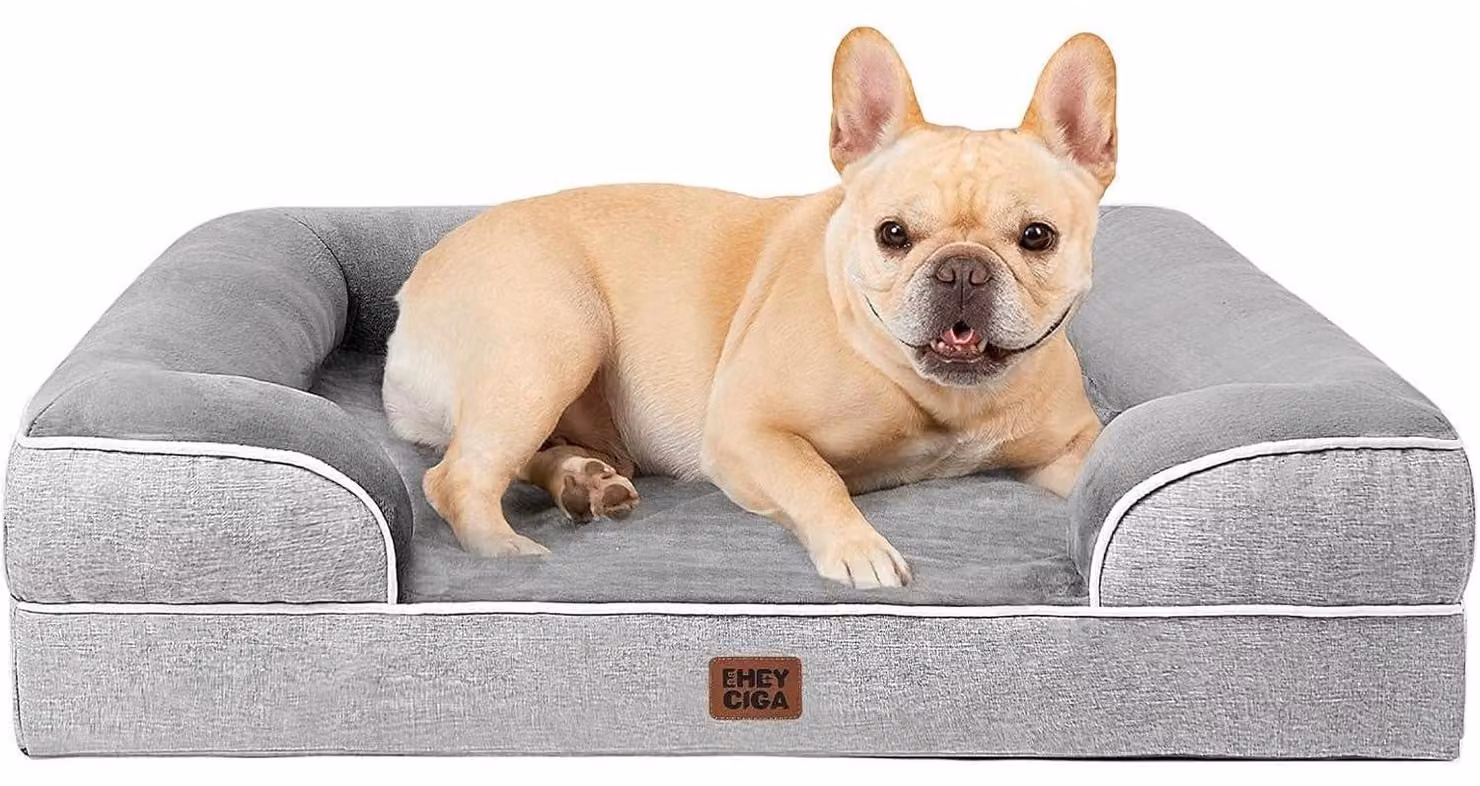 Cuccia ortopedica per cani, 76x51 cm, in memory foam, grigia, lavabile, impermeabile e antiscivolo