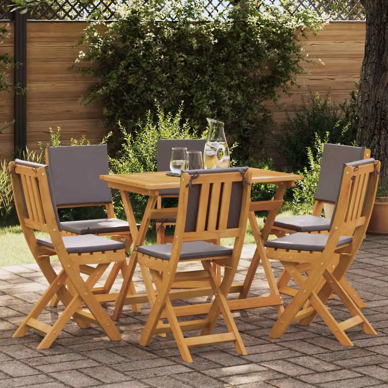 Set di 6 sedie bistro da giardino vidaXL in legno di acacia oliato, stile rustico, colore grigio e marrone