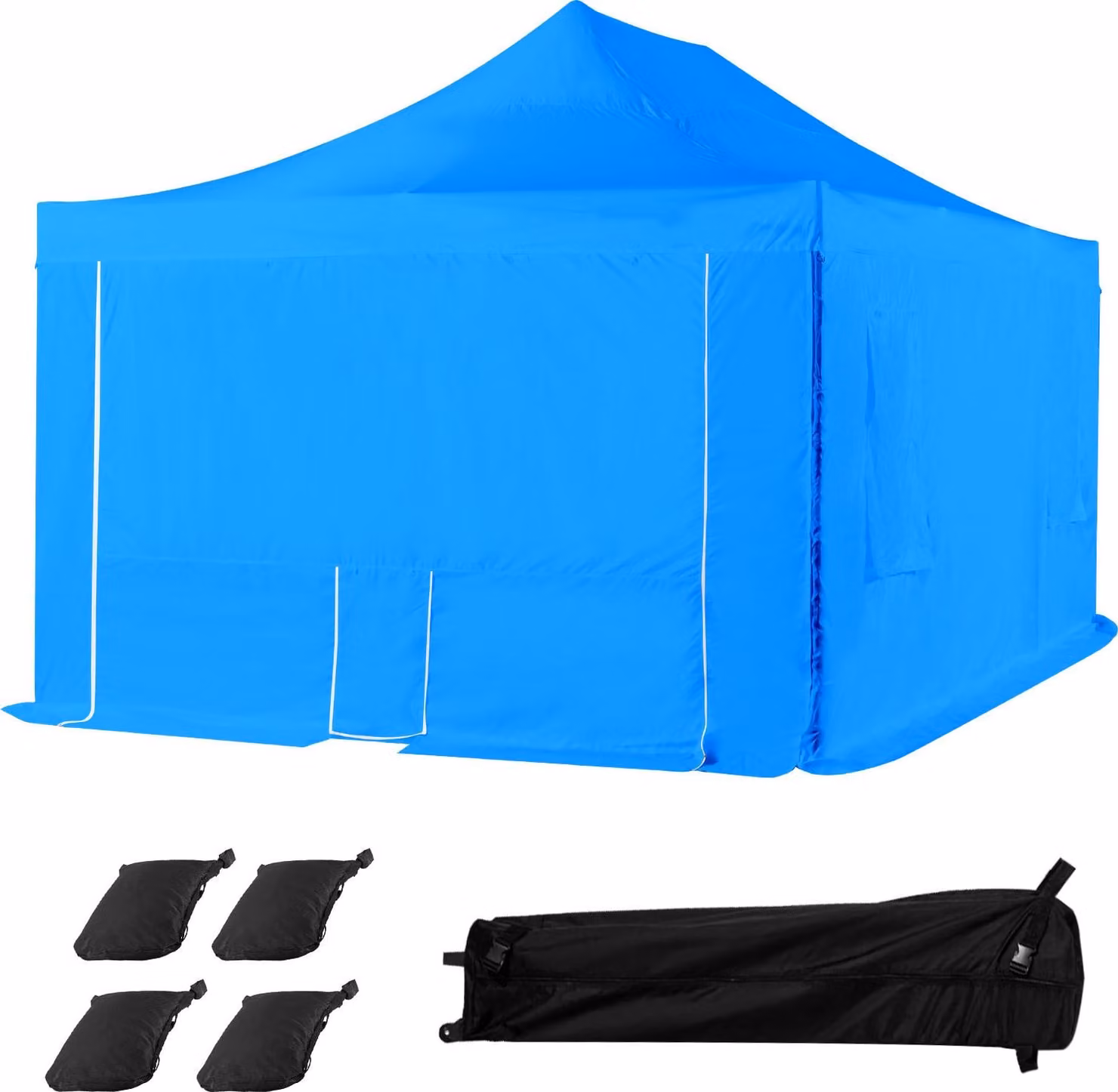 SucceBuy Tenda portatile per cabina di verniciatura (587x398x178 cm) per lavori di spruzzatura, idrorepellente e pieghevole, con 4 finestre a rete per la ventilazione - ideale per parti di auto, mobili e moto, protezione antispruzzo in blu
