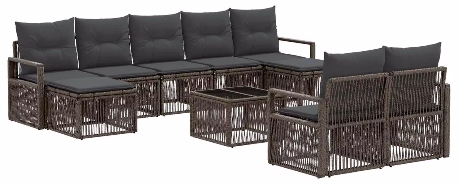 Set Divano da Giardino 10 pcs Grigio polyrattan