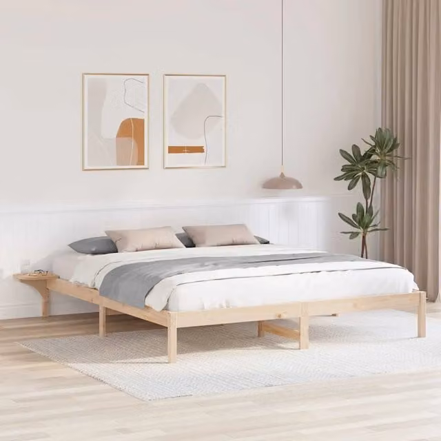 Struttura letto moderno vidaXL in pino massello naturale con cassetti L/P/H: 200 x 200 x 25 cm