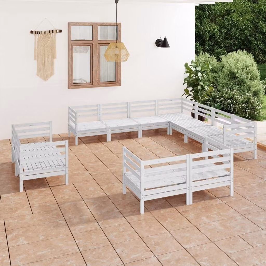 Maison Exclusive - Set Salotto da Giardino 11 pz in Legno Massello di Pino Bianco