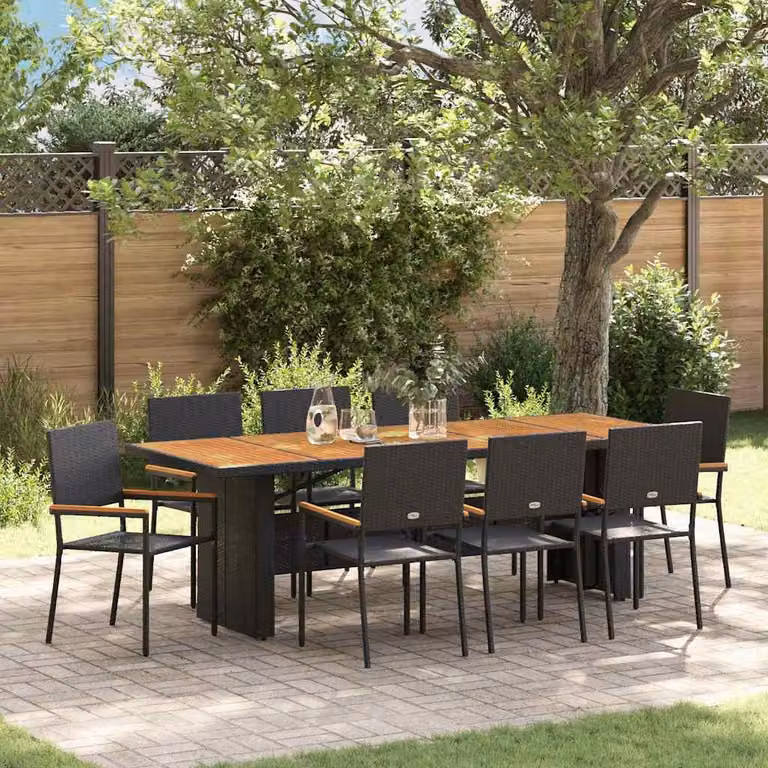 Maison Exclusive - Set da giardino per esterni, 9 pezzi, in rattan sintetico nero