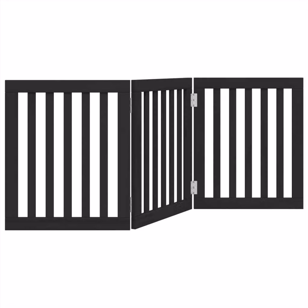 Cancello per Cani Pieghevole 3 Pannelli Nero 150cm Legno Pioppo