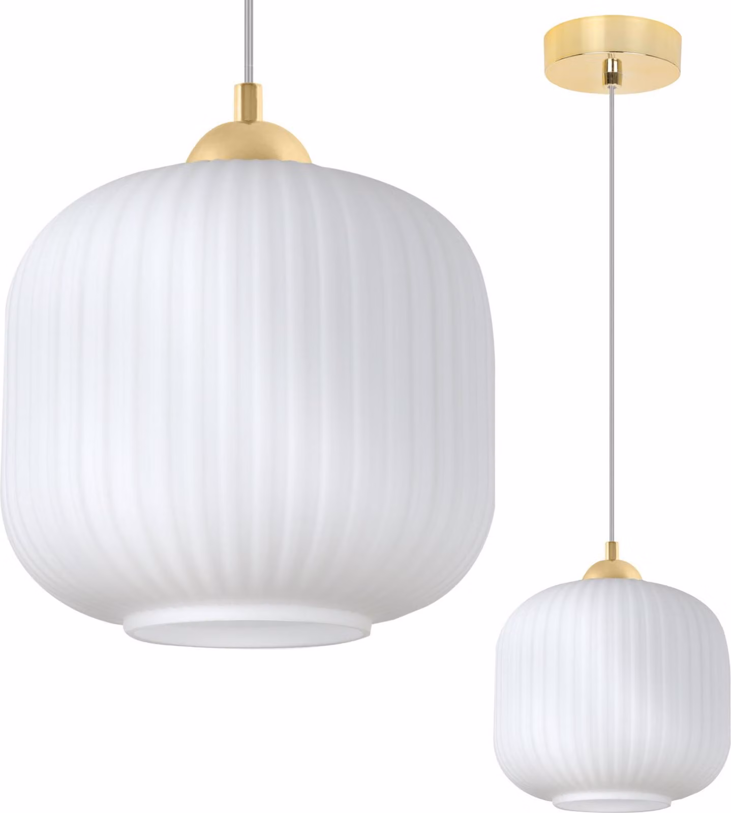 Lampada a sospensione RIFFLE Oro 1 luce Bianco Cilindro 20 cm E27