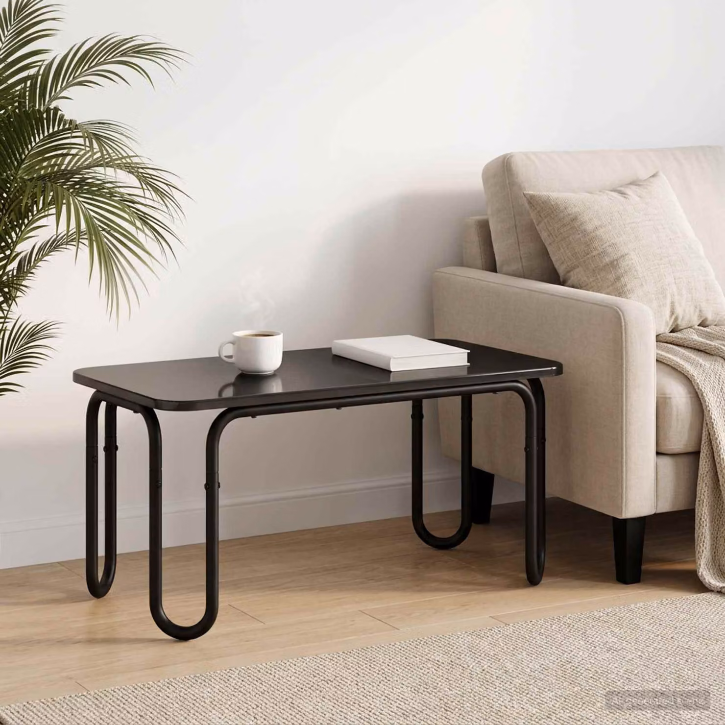 vidaXL Tavolino da salotto moderno nero in legno ingegnerizzato L: 100 cm, P: 50 cm, H: 45 cm