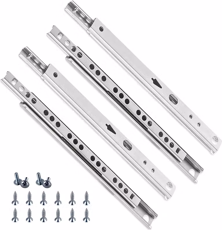 Guide scorrevoli in acciaio, 17 x 310 mm, confezione da 4 pezzi, per cassetti