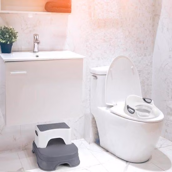 Sedile per WC per bambini con protezione anti-schizzi, antiscivolo, grigio