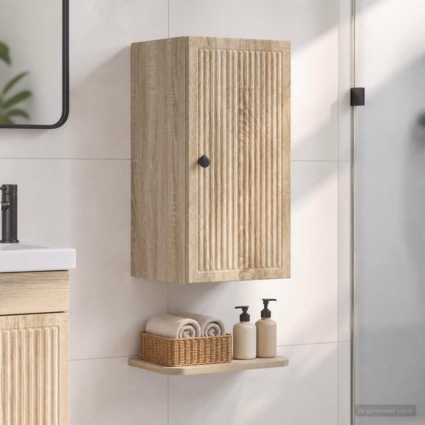 Armadio da bagno a muro vidaXL EDE Rovere Sonoma marrone L: 30 cm, P: 31 cm, H: 59 cm