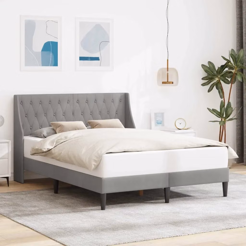 Letto matrimoniale moderno in velluto grigio con struttura in legno L/P/H: 202 x 160 x 96 cm – 2
