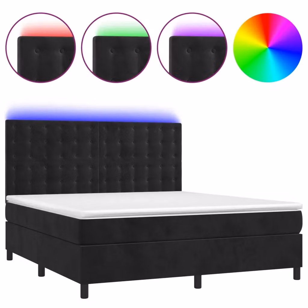 Letto Ibrido vidaXL in Velluto con Illuminazione LED e Porte USB, L/P: 180 x 200 cm – 2
