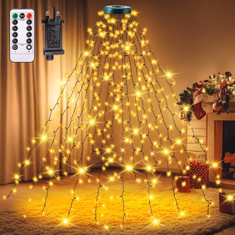 400 luci LED per albero di Natale, 16 fili da 2,5 metri, luce bianca calda, grado di protezione IP44