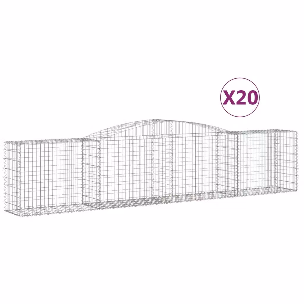 Set di 20 Cesti Gabbioni ad Arco vidaXL in Acciaio Zincato Argento L: 400 cm, P: 50 cm, H: 80/100 cm – 2