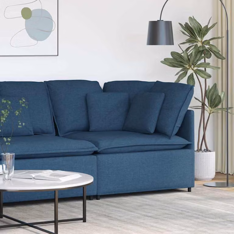 vidaXL Modulo Angolare Divano Modulare con Cuscini Blu L: 100 cm