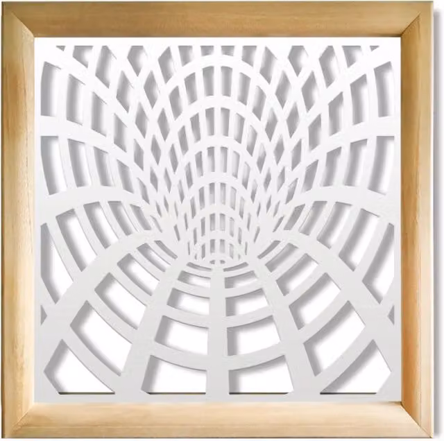 Moduli Decorativi BLACKHOLE Signorbit in Legno e PVC, Design Moderno e Geometrico, Bianco e Nero, L/P: 98 x 98 cm