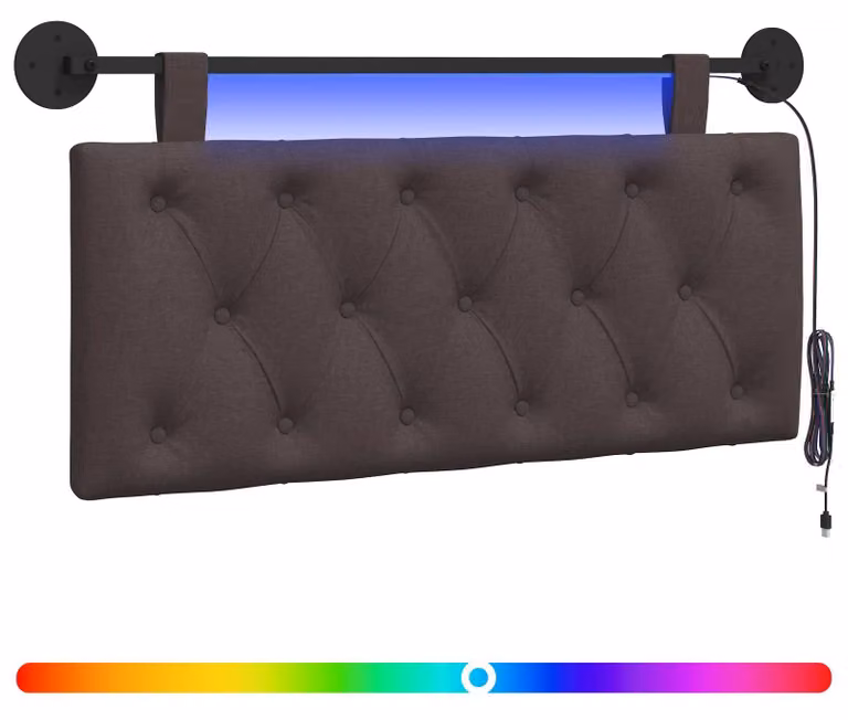 Testiera sospesa Con luce LED Marrone Scuro Tessuto