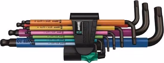 Set di chiavi a L con misurazione metrica multicolore - 9 pezzi