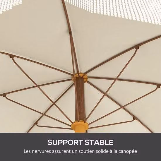Ombrellone da spiaggia con frange e protezione UV 40+, rotondo, per esterni, con 8 stecche