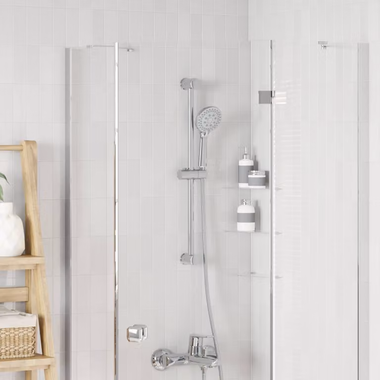 Supporto per testa di doccia vidaXL in acciaio inox cromato argento con altezza regolabile 70 cm