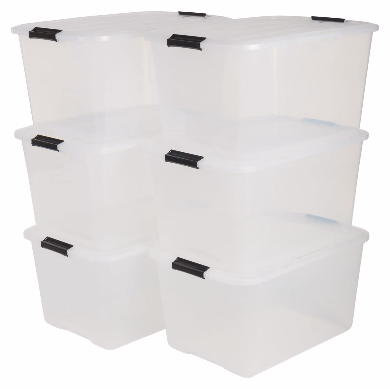 set di 6 scatole portaoggetti da 45 L impilabili con clip, Iris Ohyama, soggiorno, camera da letto, garage -