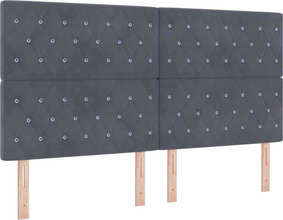 Testiera LED con strisce LED Grigio scuro 180 cm Velluto
