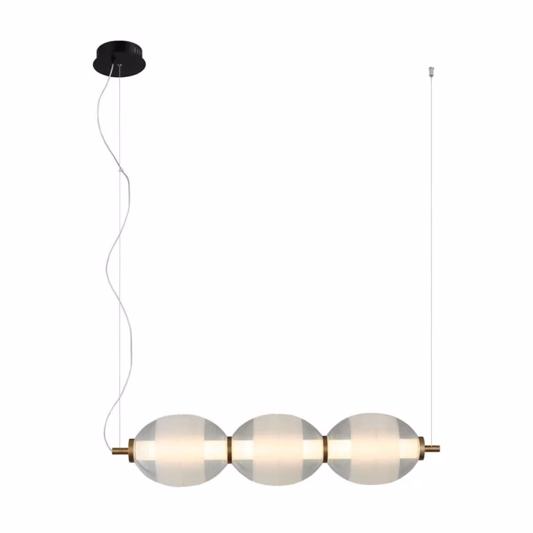 Lampada a sospensione decorativa per sala da pranzo sopra il tavolo in bianco e nero a righe orizzontali con paralume in vetro colore caldo LED 22W RINOT Italux