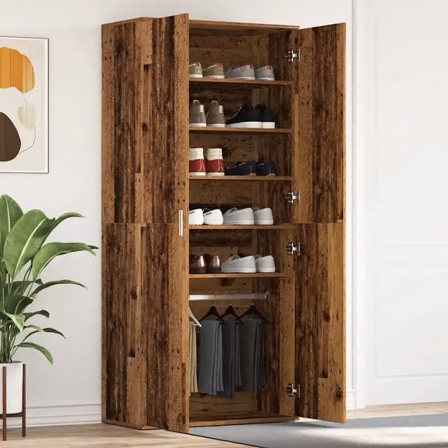 Mobile per scarpe con porta-Scarpiera Legno vecchio 80 x 39 x 178 cm