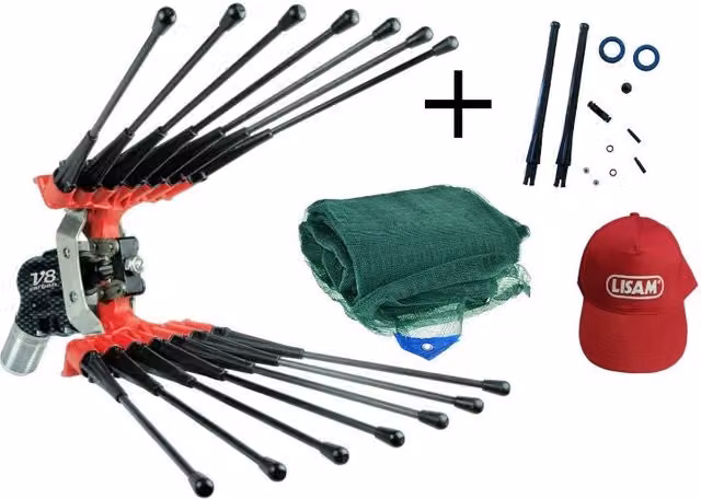 Abbacchiatore pneumatico Lisam V8 Carbon rosso in fibra di carbonio e titanio per professionisti – 1