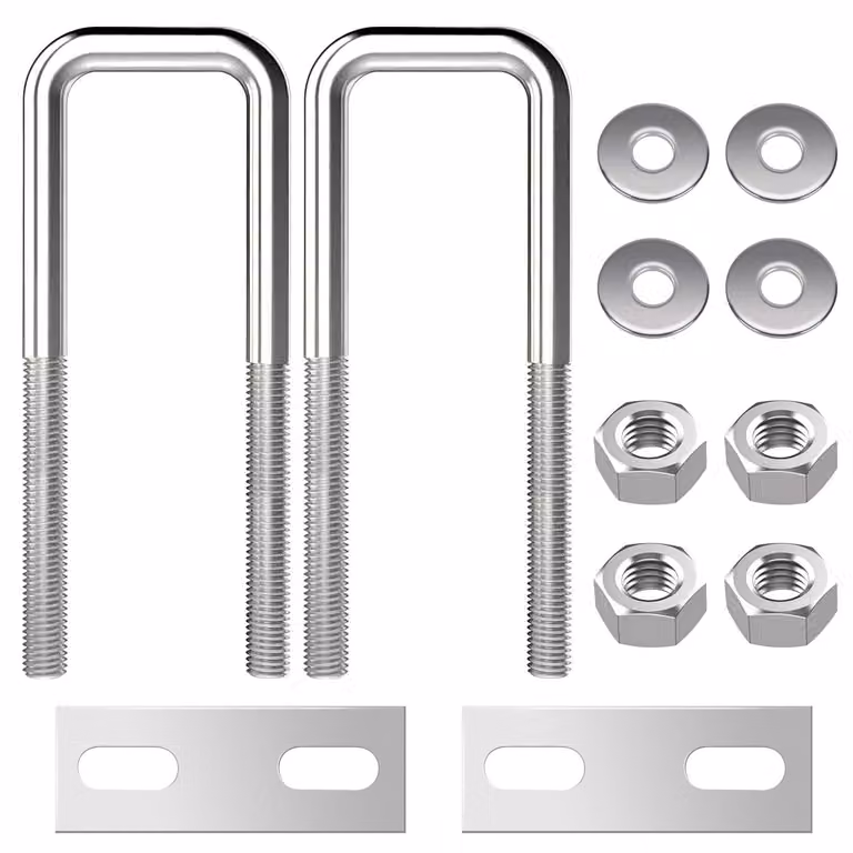 Bulloni a U M8 in acciaio inossidabile, 25x100mm, confezione da 2 pezzi, con dado e rondella