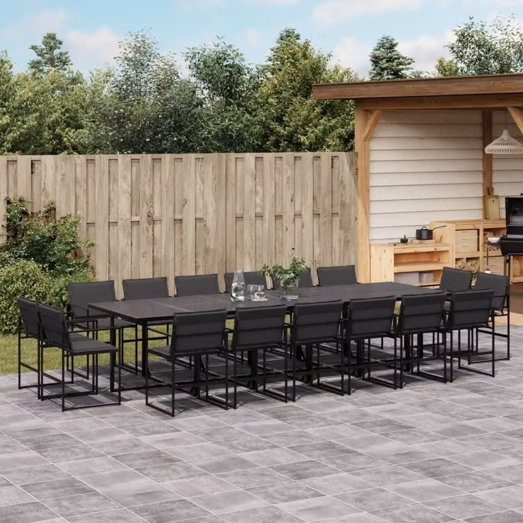 Maison Exclusive - Set da pranzo da giardino da 17 pezzi con cuscini in Textilene nero