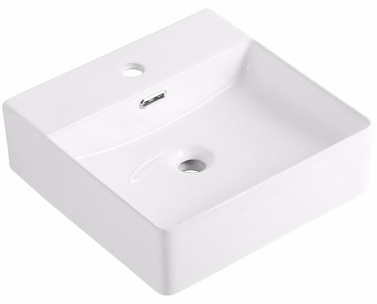 CERANO - Lavabo in Vetroceramica - da appoggio o da incasso - Peno - bianco lucido - 42x42,5 cm