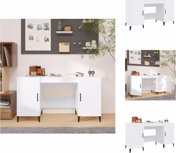 vidaXL Scrivania bianca lucida 140x50x75 cm in legno - Scrivanie