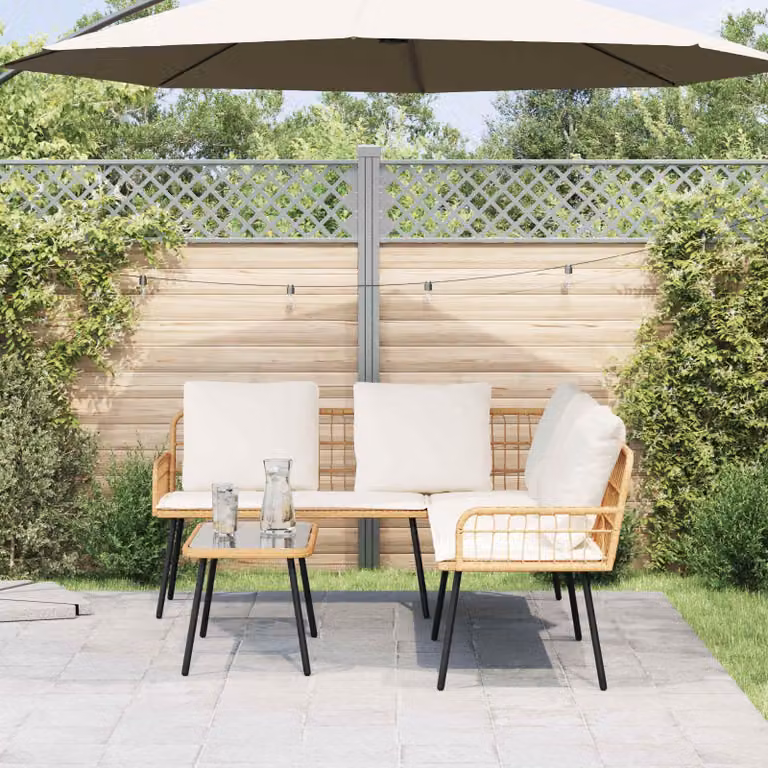 Maison Exclusive - Set Divano da Giardino con cuscino 2 pcs Naturale polyrattan