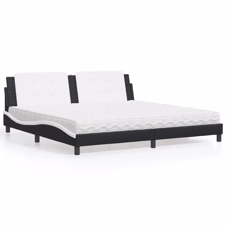 Letto con Materasso Zadar vidaXL in Similpelle Nero e Bianco L/P/H: 200 x 200 x 74,5 cm