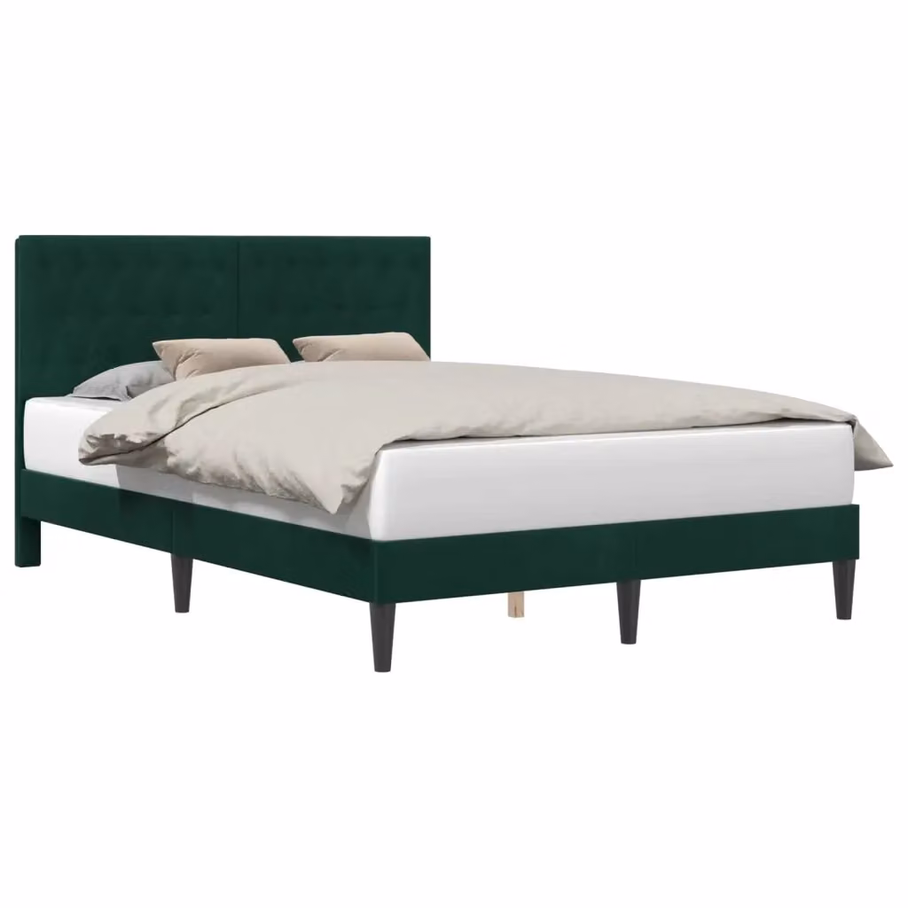 Struttura letto con giroletto in velluto verde scuro DESIGN IN L/P/H: 140 x 200 x 96 cm – 2