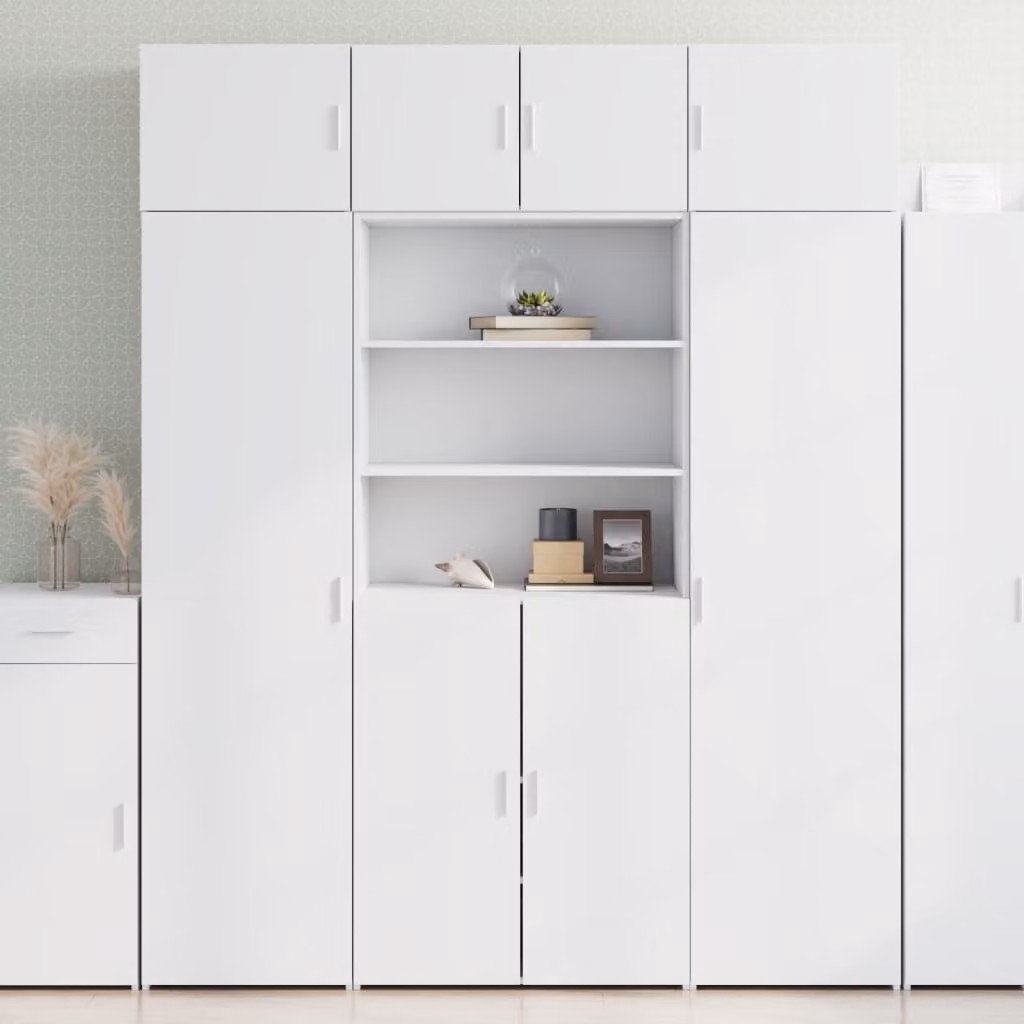 vidaXL Mobile Portaoggetti Moderno Bianco in MDF con Ante a Battente L: 80 cm, P: 42,5 cm, H: 225 cm